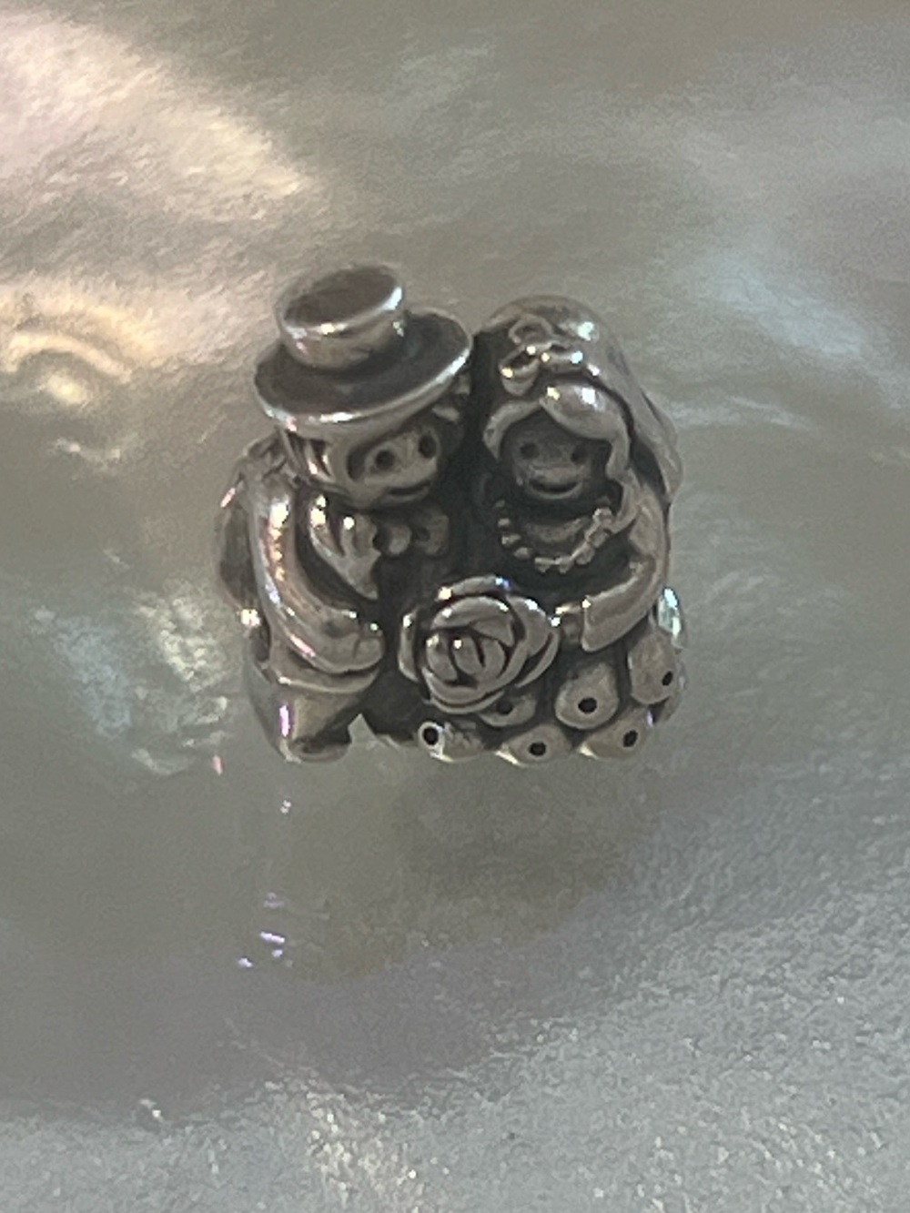 Vintage Silver-Tone Charm Pendant - wedding couple with bouquet from Pandora